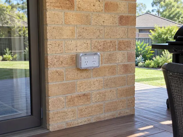 Outdoor double power point on a brick wall beside a patio door in Garden Suburb